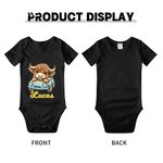 Personalised Cute Highland Cow 100% Cotton Baby Bodysuit with Name Full Moon Baby Shower Gift for Baby Girl Boy
