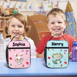 Personalized Cartoon Laughing Animal Insulated Lunch Bag with Name Daily Travel Back to School Birthday Gift for Boys Girls