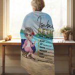 Personalizada Mujer Jubilada Personaje de dibujos animados Manta con nombre Jubilación Nuevo comienzo Regalo para jubilados Familia