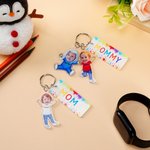 Henkilökohtainen Funny 1-4 Lasten Face Photo Cartoon Akryyli avaimenperä nimi ja isä Tag Isänpäivä Syntymäpäivä lahja isä perheelle