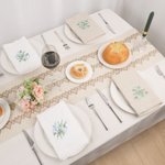 Personalized Embroidered Spring Flower Vintage Initial Linen Napkin Table Decor Housewarming Wedding Tea Party Gift for Hostess Family Friend