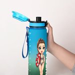 Personalized Cartoon Lifeguard Character 32 oz Gradient Sport Water Bottle with Name and Time Marker Gratitude Birthday Gift for Lifeguards