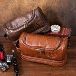 Gepersonaliseerde waterdichte draagbare mannen PU lederen cosmetische toilettas met monogram verjaardag Groomsmen Gift voor hem