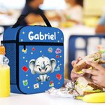 Personalized Cartoon Laughing Animal Insulated Lunch Bag with Name Daily Travel Back to School Birthday Gift for Boys Girls