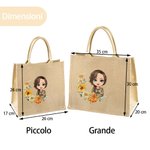 Borsa tote in iuta riutilizzabile personalizzata con fiore di nascita nome e personaggio regalo di compleanno per donne