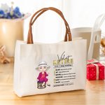 Gepersonaliseerde Cartoon Character Retire Definition Quotes Grote Canvas Tas met Leren Handvat Verjaardag Pensioen Cadeau voor Vrouwen Collega's