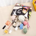 Borsa tote grande riutilizzabile personalizzata con personaggio in stile cartone animato regalo di festa della mamma per amanti di lavoro a maglia