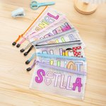 Personalized Colorful Name Waterproof Mesh Pencil Pouch with Zipper School Supplies Back to School Gift for Kids