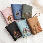 Personalized Cowgirl Horse PU Leather Tri-Fold Wallet with Name Card Holder and Wristlet Strap Birthday Gift for Women Horse Lovers