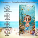 Personalisiertes 3D Tauchen Cartoon-Charakter Großes Schnelltrocknendes Strandtuch mit Namen Sommer Pool Party Geburtstag Geschenk für Jungen Mädchen