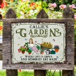 Gepersonaliseerde Retro Garden Cartoon Character Metal Sign met naam Tuin Yard Decor Housewarming Verjaardagscadeau voor mama oma vrienden tuinieren liefhebbers