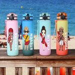Personalized Cartoon Lifeguard Character 32 oz Gradient Sport Water Bottle with Name and Time Marker Gratitude Birthday Gift for Lifeguards