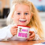 Personalized Cool Arms Crossed Cartoon Character 12 oz Enamel Mug with Name Birthday Gift for Friend Family Kid