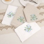 Personalized Embroidered Spring Flower Vintage Initial Linen Napkin Table Decor Housewarming Wedding Tea Party Gift for Hostess Family Friend