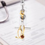 Personalized Medical Stethoscope Cross Badge Reel Charm with Birthstone Nurse Week Graduation Birthday Gift for Nurses Doctors