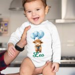 Personalised Cute Highland Cow 100% Cotton Baby Bodysuit with Name Full Moon Baby Shower Gift for Baby Girl Boy