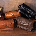 Gepersonaliseerde waterdichte draagbare mannen PU lederen cosmetische toilettas met monogram verjaardag Groomsmen Gift voor hem