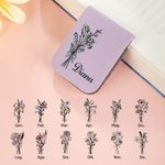 Segnalibro magnetico in pelle PU personalizzato con fiore di nascita colorato e nome regalo di compleanno per amanti dei libri