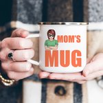 Personalized Cool Arms Crossed Cartoon Character 12 oz Enamel Mug with Name Birthday Gift for Friend Family Kid