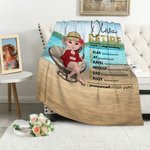 Personalizada Mujer Jubilada Personaje de dibujos animados Manta con nombre Jubilación Nuevo comienzo Regalo para jubilados Familia
