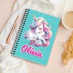 Personlig Fantasy Unicorn A5 spiralbok med navn og 120 linjerte sider Bursdagsgave til barn og studenter