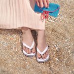 Personalized Love Heart Damask Bride Flip Flops with Texts and Ivory Rubber Soles Wedding Beach Honeymoon Gift for Bride