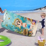 Toalla de playa personalizada de secado rápido con nombre y personaje de buceador en 3D esencial para el verano regalo de cumpleaños para niños