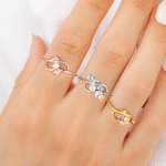 Personalised 1-5 Birthstones Ring Dainty Family Jewellery Mother's Day Birthday Anniversary Gift for Women Mom Grandma