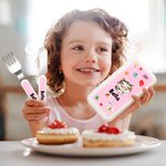 Personalized Cute Laughing Animals Food-safe Stainless Steel Kid's Fork Spoon Knife 3 Pcs Cutlery Set with Name and Case Birthday Gift for Boys Girls