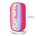 Personalised Fantasy Unicorn Design Double-layer Oxford Pencil Case with Name and Zipper School Supply Birthday Back to School Gift for Students