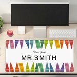 Personalized Colorful Crayon Non-slip Mouse Pad Desk Mat with Name Back to School Teacher's Day Gift for Teacher