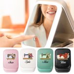 Henkilökohtainen vesiväri ompelukone syntymä kukka PU nahka korut laatikko LED kolmen värin meikki peili Travel Essential syntymäpäivälahja naisille