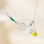 Collar personalizado de raqueta de pelota de tenis con letra de circón Joyería delicada única Regalo creativo de cumpleaños Día del partido para jugadora de tenis Mujer