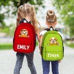 Personalisierte Cartoon Pinguin Waschbär Tiere Name Rucksack mit Reißverschluss und Seitentaschen Geburtstag zurück zu Schule Geschenk für Jungen Mädchen