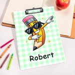Personalized Pencil Character Multicolor Acrylic Clipboard with Low Profile Clip Teacher's Day  Back to School Birthday Gift for Teachers Students
