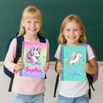 Personlig Fantasy Unicorn A5 spiralbok med navn og 120 linjerte sider Bursdagsgave til barn og studenter