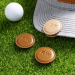Personalised Monogram PU Leather Magnetic Golf Ball Marker Set of Two Golf Accessories Birthday Father's Day Gift for Golf Players Lovers