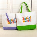 Sac en toile de grande capacité personnalisé avec le nom du travailleur social Cadeau d'appréciation pour les diplômés de l'école de travail social