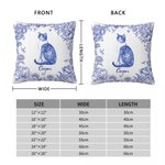 Personalized Toile De Jouy Design Dog Cat Throw Pillow Cover with Name Sympathy Sentimental Memorial Gift for Pet Owner