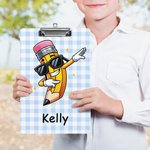 Personalized Pencil Character Multicolor Acrylic Clipboard with Low Profile Clip Teacher's Day  Back to School Birthday Gift for Teachers Students