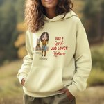 Personalisierte Cartoon Pferd Cowgirl Multicolor Sweatshirt Hoodie mit Namen Geburtstag Geschenk für Familie Freunde Pferdeliebhaber