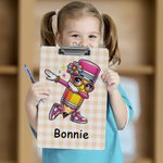 Personalized Pencil Character Multicolor Acrylic Clipboard with Low Profile Clip Teacher's Day  Back to School Birthday Gift for Teachers Students