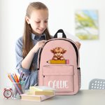 Personalisierte Cartoon Pinguin Waschbär Tiere Name Rucksack mit Reißverschluss und Seitentaschen Geburtstag zurück zu Schule Geschenk für Jungen Mädchen