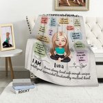 Personalized Butterfly Cartoon Yoga Character Affirmations Soft Throw Blanket with Name Home Decor Birthday Gift for Yoga Lovers Women Girls