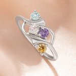 Personalised 1-5 Birthstones Ring Dainty Family Jewellery Mother's Day Birthday Anniversary Gift for Women Mom Grandma