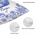 Personalized Toile De Jouy Design Dog Cat Throw Pillow Cover with Name Sympathy Sentimental Memorial Gift for Pet Owner