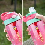 Personalized Cartoon Animals Star Love Heart Balls Plants 16 oz Kid Water Bottle with Name Outdoor Supplies Back to School Birthday Gift for Boys Girls   