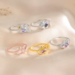 Personalised 1-5 Birthstones Ring Dainty Family Jewellery Mother's Day Birthday Anniversary Gift for Women Mom Grandma