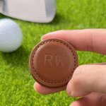 Personalised Monogram PU Leather Magnetic Golf Ball Marker Set of Two Golf Accessories Birthday Father's Day Gift for Golf Players Lovers