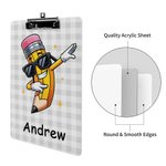 Personalized Pencil Character Multicolor Acrylic Clipboard with Low Profile Clip Teacher's Day  Back to School Birthday Gift for Teachers Students